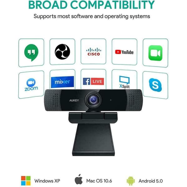 [LCS]Aukey Full HD (1080p) Webcam for Video Chat with Stereo Microphone - Black - USB
