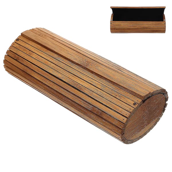 [LCS] Bruddsikker solid bambusbrilleboks Bærbar håndlaget oval solbrilleholder