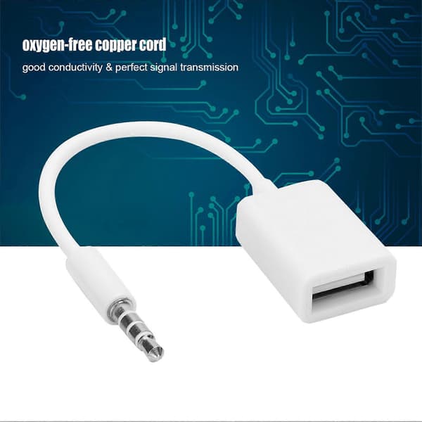 3,5 mm hannplugg til USB hun AUX lydkabel konverter adapterledning