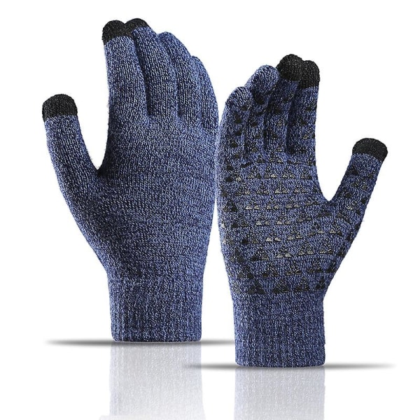 Vinter Varm Hue Halstørklæde Handsker Sæt Unisex Vinter Varm Strikket Hue Hals Glove Til Mænd Gloves Hidden Blue