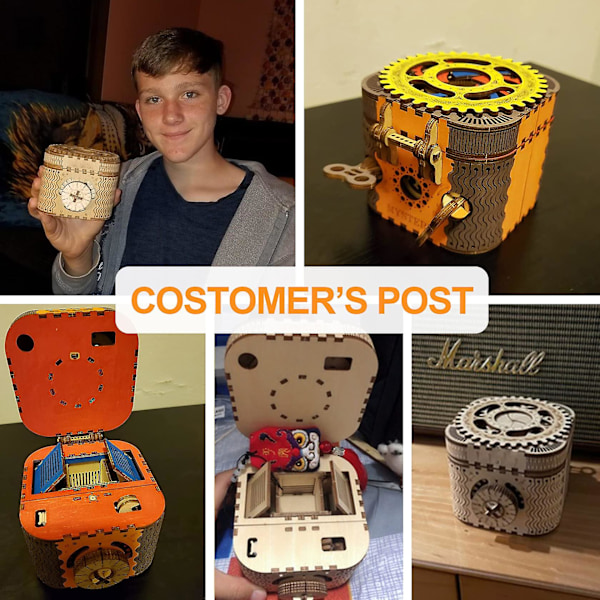 Mekanisk Gear 3D Træpuslespil Håndværk Legetøj Julegave Til Voksne Ham Hende Alder 14+, DIY Modelbyggesæt Treasure Box