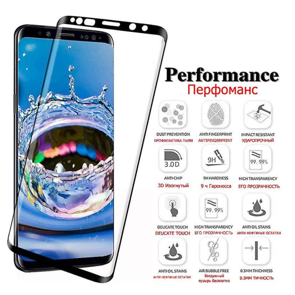 Helböjt härdat glas för Samsung Galaxy S8 S9 Plus Note 9 8 Skärmskydd för Samsung S6 S7 Edge Skyddsfilm For Galaxy Note 8