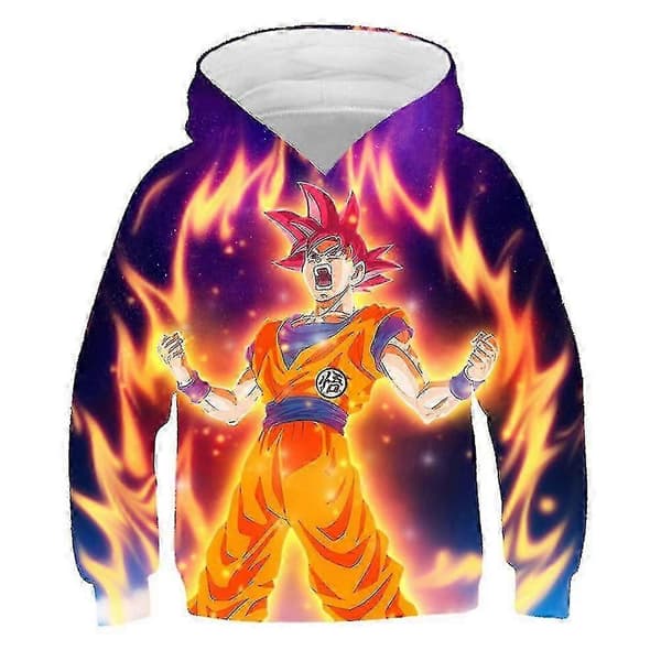 [LCS] Barn Gutter Jenter Dragon Ball Hettegenser Sport Langermede Gensere Hettegenser Topper For 5-10 År A 7-8 Years