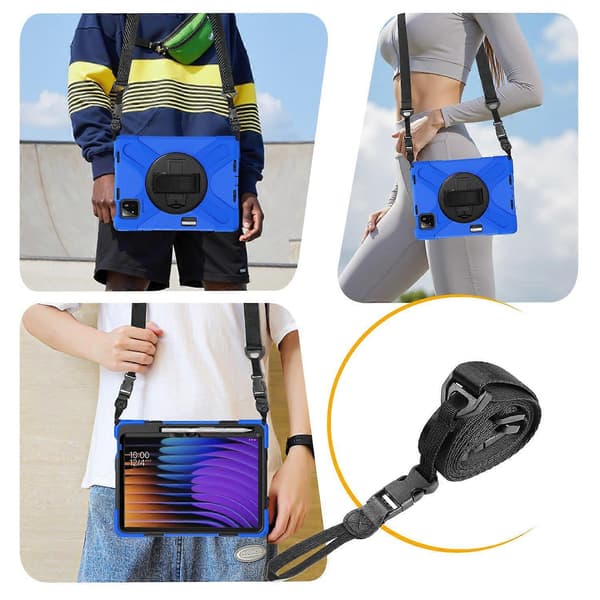 [LCS]For Xiaomi Pad 7 Kickstand Case TPU PC Silikonnettbrettdeksel med skulderrem-blå Multicolor Blue