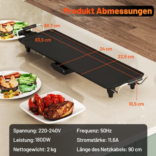[LCS] Electric Teppanyaki Grill Plate, 70 cm Non-Stick Surface 2600