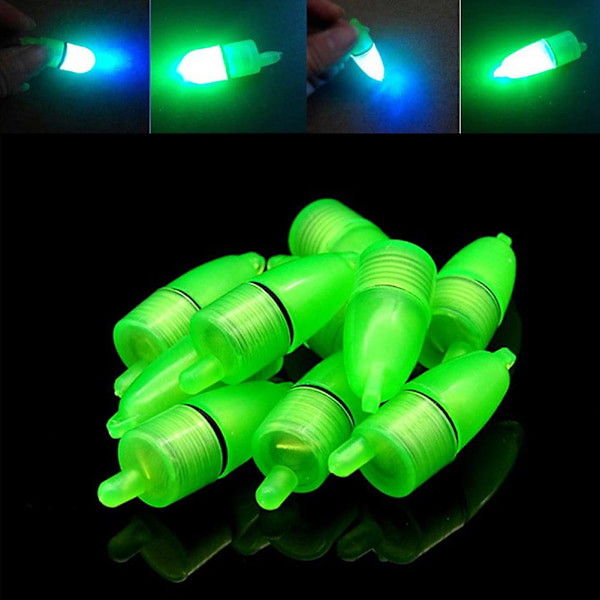 10 stk. LED Lys Natt Flottør Fiskestang Bite Shing Tilbehør Blue Light Round Head