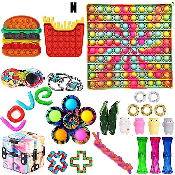 Fidget Leksaksset Sensorisk Stor Storlek Nytt Leksakspaket Trycktyp Tidig Inlärning Stress Relief Leksaker För Barn N