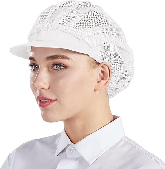 [LCS] Kockmössa, fabrikens matsalskök, mesh, andningsbar, 3 stycken white