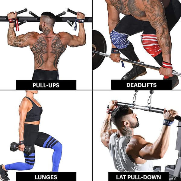 Løftestropper til vægtløftning, bodybuilding, styrkeløft, styrketræning og dødløft Red