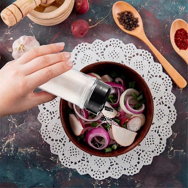 Krydderkrukke med sommerfugllokk, transparent krydderflaske i plast for pepper, grillkrydder, BBQ-pulver