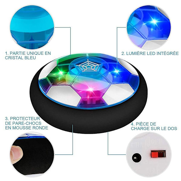 Luftdriven Fotboll, Uppladdningsbar Barnfotbollsleksak med LED-lampor, Hovering Football, Fotbollsspel Pojke Flicka Spel Inomhus Utomhus Sportboll Bi