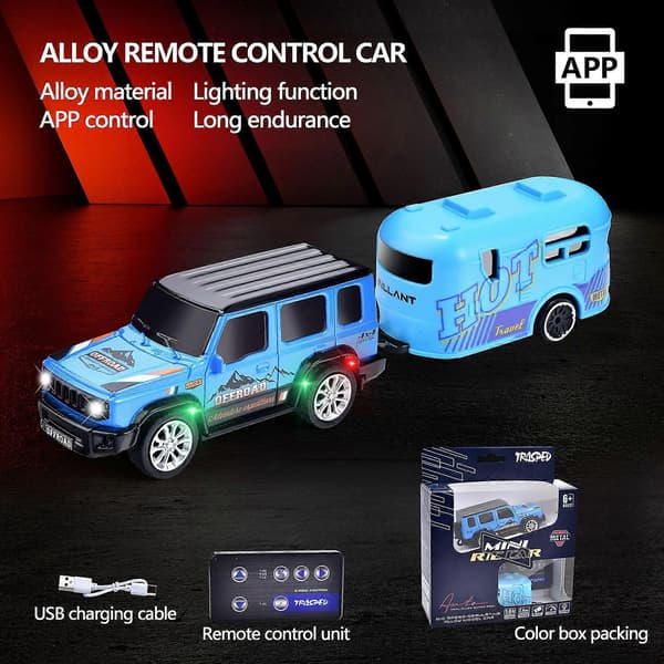 1:64 Mini RC Driftbil Legeringslastbil Fjärrstyrd Terrängfordon App-styrd blue
