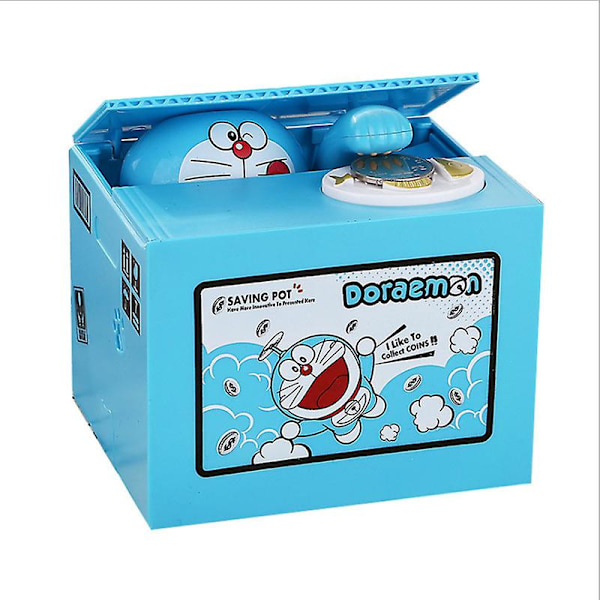 Elektrisk spargrisleksak Rörlig Blyg Tecknad Figur Stjäl Mynt Kreativ Automatisk Myntbank Leksak Doraemon
