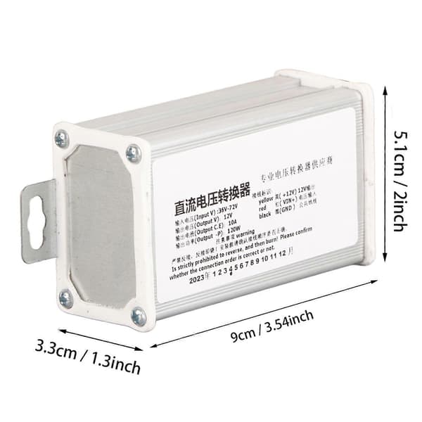 36V-72V DC till 12V 10A Elscooteromvandlare Adapter Transformator