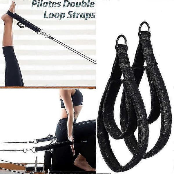[LCS]2st Rem Elastisk Dubbelring Pilates Reformer Remmar med Justerbart Spänne Träningsremmar för /Pilates/Ballettdans & Pilatesblock