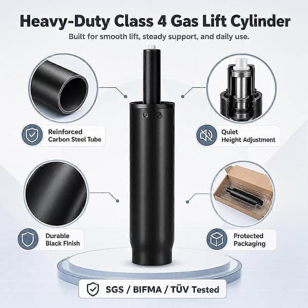 14-22 tommer ekstra lang kontorstol sylinder erstatning, 8\" slag løft, hydraulisk pneumatisk stempel, universell passform