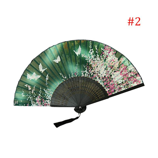 Mode Fjäril Blommor Mönster Spets Bambu Handhållna Fällbara Fläktar För Flickor Kvinnor 2