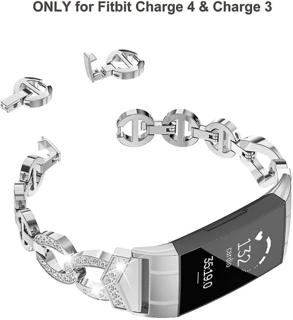 [LCS]Kompatibel med Fitbit Charge 4-rem/Charge 3-rem Kompatibel med kvinder Silver