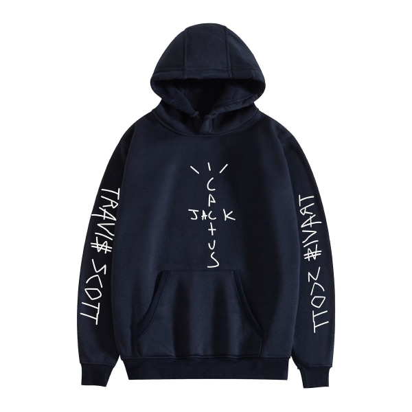 Travis Scott Unisex Huvtröja För Flicka Pojke Pullover Hoodie För Män Kvinnor Jul navy blue 2XL