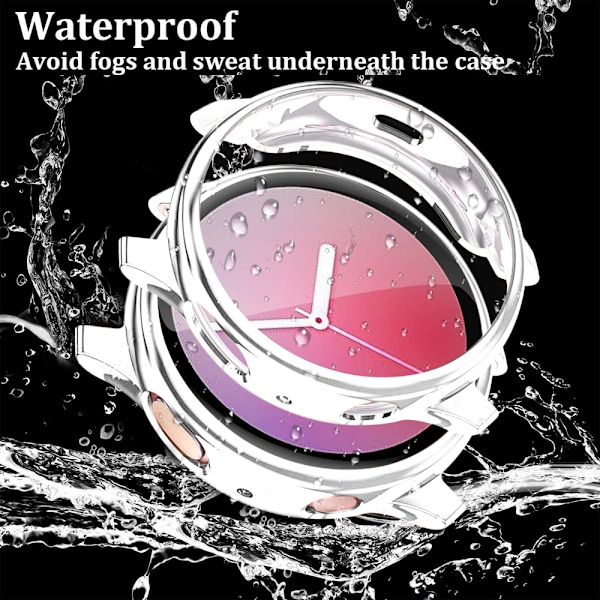 2 stk. Kompatibel med Galaxy Watch Active2 Cover 40mm, TPU Bumper Fuld Skærmbeskyttelse