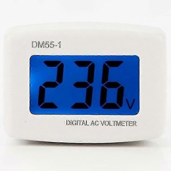 3 stk AC 80-300V LCD Digital Voltmeter Spenningsmåler DM55-1 White