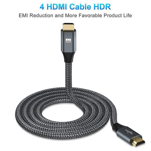 4K HDMI-kabel 15 m, Höghastighets HDMI 2.0-kabel, Flätad HDMI till HDMI-kabel