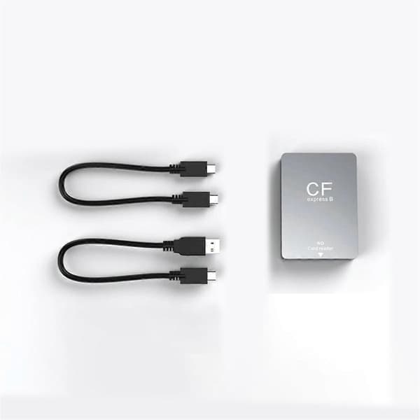 2 i 1 CFexpress typ B SD-kortläsare CFexpress-läsare USB 3.2 10 Gbps dubbla kortplatser med USB C till USB C silver gray