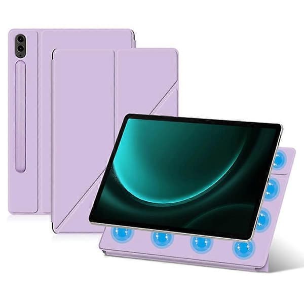 [LCS] Til Samsung Galaxy Tab S9 FE+ Deksel Magnetisk PU-skinn+PC Anti-ripe V-fold Stativ Nettbrettdeksel