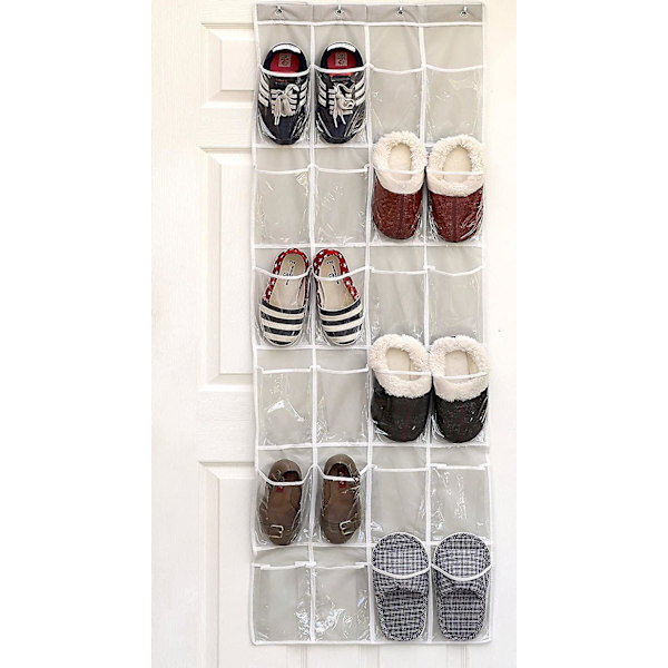 24 Lommer Sko Organizer Simple Houseware Krystalklar Over Døren