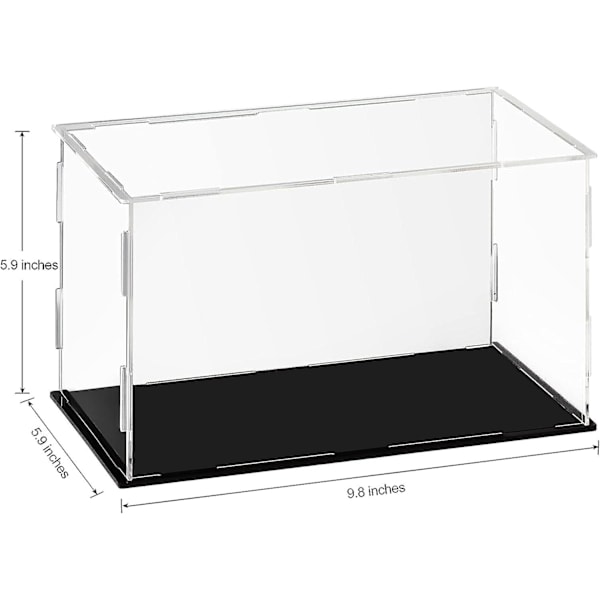 Akryl Displayboks Transparent Akryl Bordplade Displaykube til Samlerfigurer - Sort, 25x15x15cm (9.8x5.9x5.9in)