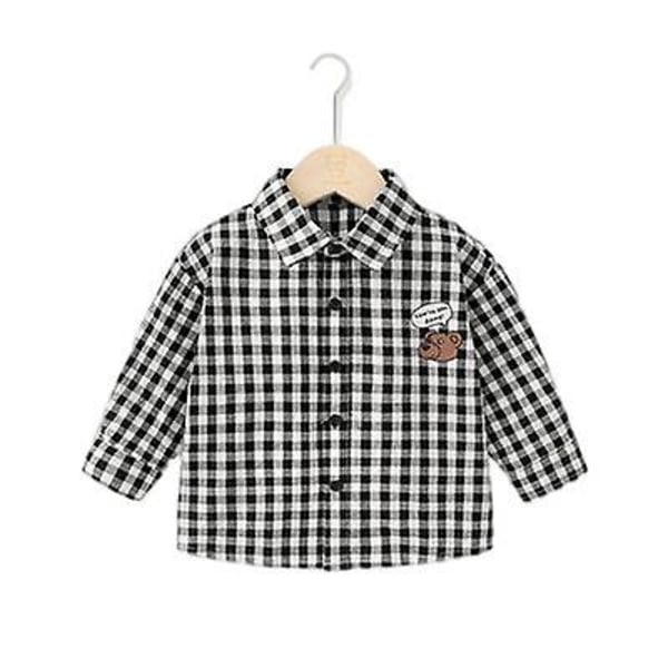 Baby långärmad skjorta Höst Vår Höst Skjorta Toddler Black and white checkered 100cm