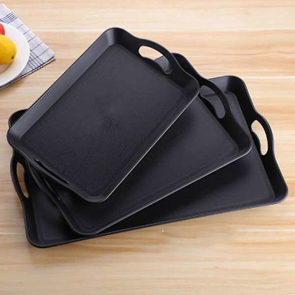 [LCS] Serveringsbricka Rektangulär Plastbricka Matserveringsbrickor Halkfri Reptålig Carry Handle