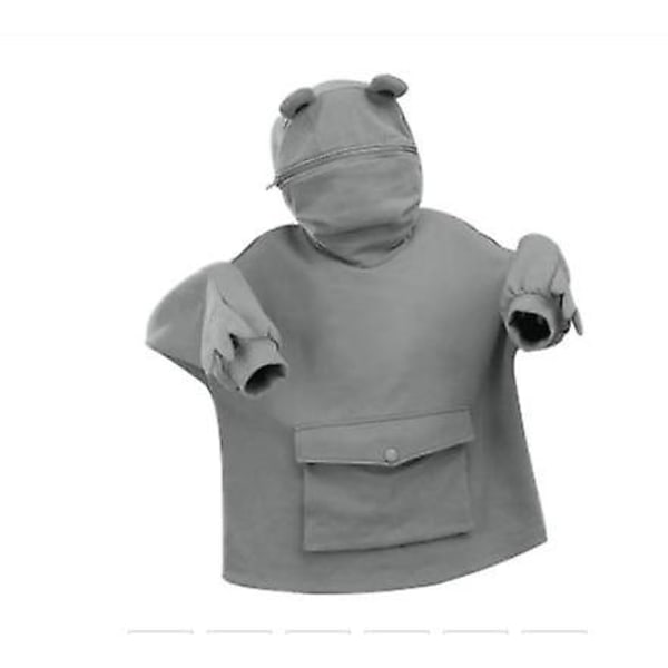 Hoodie Härlig Groda Höst Dam Tjockare Dam Stitching Tredimensionell Ficka Hooded Sweatshirts Julklapp gray XL