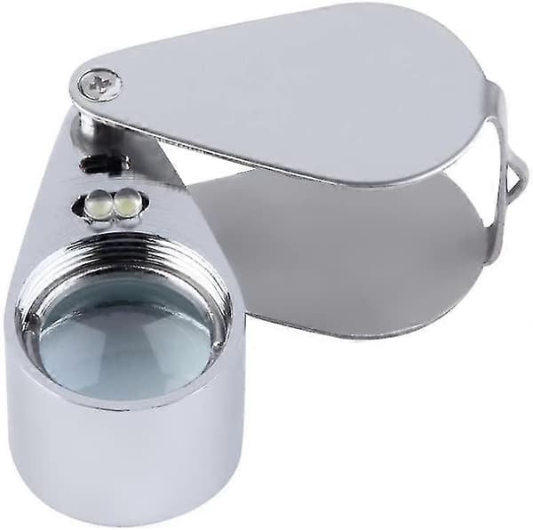 Gullsmedlupe, 30x forstørrelsesglass med belysning for lesing 21mm