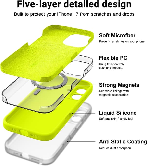 [LCS] Støtsikkert MagSafe-kompatibelt deksel til iPhone 17 Pro Max - Neongul iPhone 17 Pro Max iPhone 17 Pro Max jaune fluo