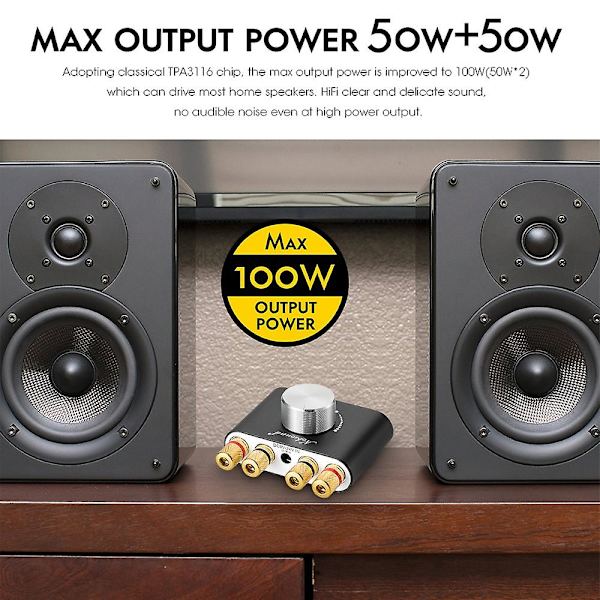 Hifi Bluetooth Liten Förstärkare Skrivbord 12v-24v Digital Stereo Förstärkare 100w Bakgrundsljudförstärkare