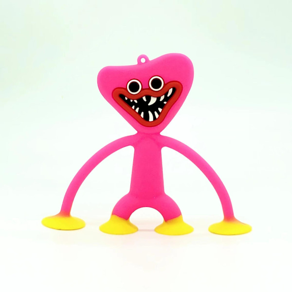 Poppys Playtime Huggy Wuggy Nøglering Silikone Vedhæng Kawaii Fidget Legetøj Pink