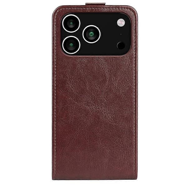 [LCS]Kompatibel med iPhone 17 Pro-fodral med kortplatser Vertikalt vikbart lädertelefonfodral Brown
