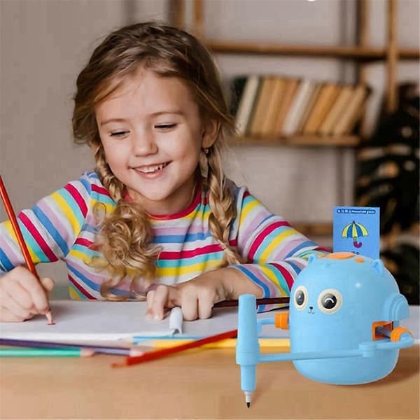 [LCS] Interaktiv Pedagogisk Ritrobot, 100 Ritkort, Intelligent Ritrobot, Tidig Pedagogisk Ritrobot Blå