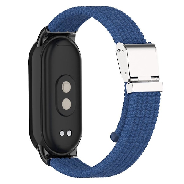 For Xiaomi Smart Band 8 Flettet Nylon Klokkereim Justerbar Spenne Elastisk Bånd Dark Blue