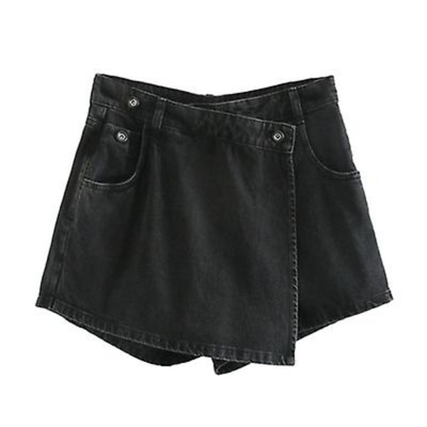 Hög midja vid ben oregelbunden jeanskjol Shorts Hot Pants black M