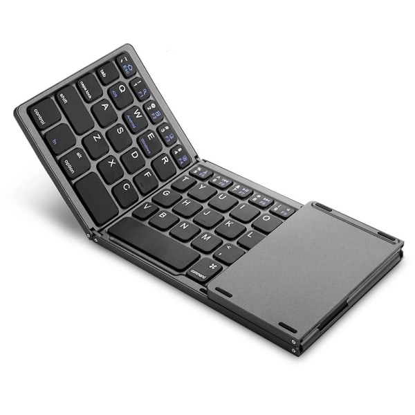 Vikbart trådlöst tangentbord, bärbart mini Bluetooth tangentbord för bärbar dator, surfplatta, smartphone Black