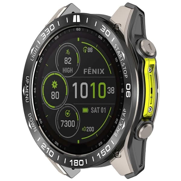Til Garmin Fenix 8 47mm AMOLED Version Rustfrit Stål Bezel Ridsefast Beskyttelsesring Multicolor Black+White