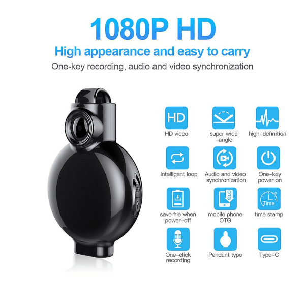 Spy Camera 1080P Mini bärande kamera Inspelningskamera, Mini Rec