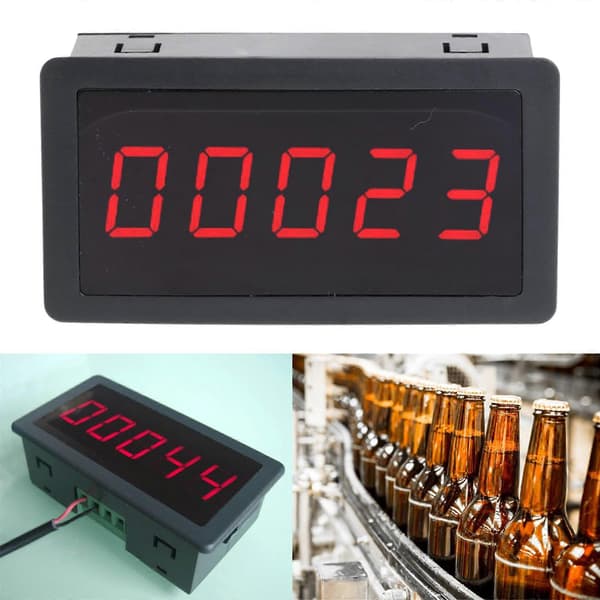 Sifferteller DC 12-24V 5-sifret LED digitalt display 0-9999 Pluss panelmåler