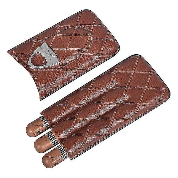 Cigarrfodral Portabelt Cigarr Läderfodral Cigarr Rese Cigarrsax Set Cigarrsax Förvaring Bär 3-pack black