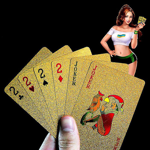 PVC Kultainen Pokeri Pestävä Kestävä 24K Kultaiset Pelikortit Kultafolio Pokeri Lahjat