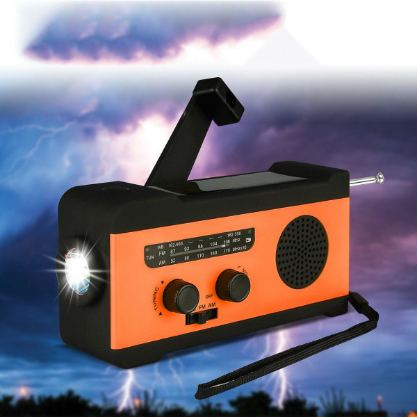Emergency Solar Am/fm Weather Radio Alarm Ficklampa