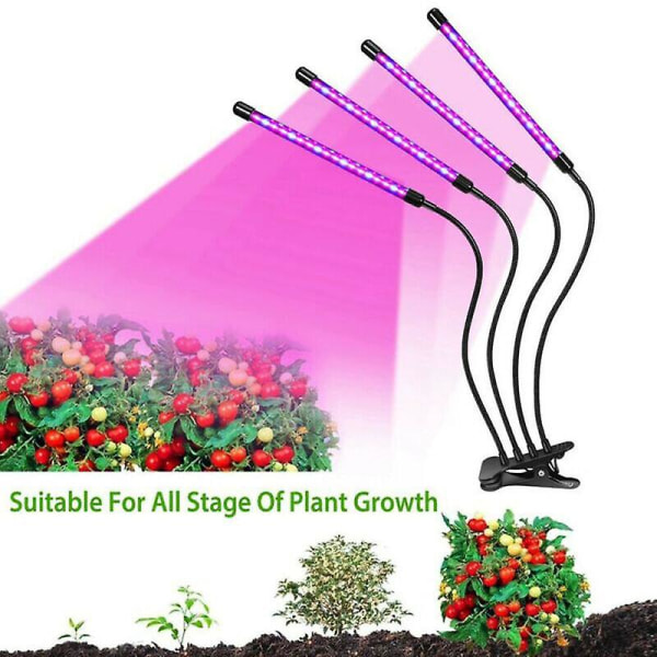 4 Head Plant Grow Lights 80 LED-lampor för inomhusväxter Hydropon
