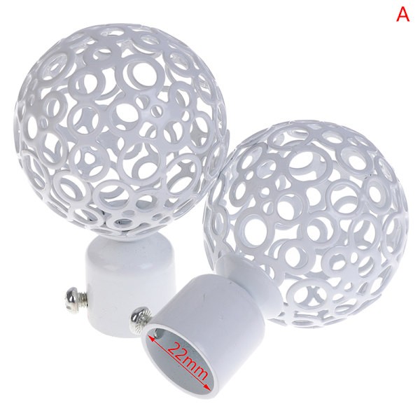 2 st 22mm 28mm Dia Gardinstångsändar i Järn, Vit White 22mm